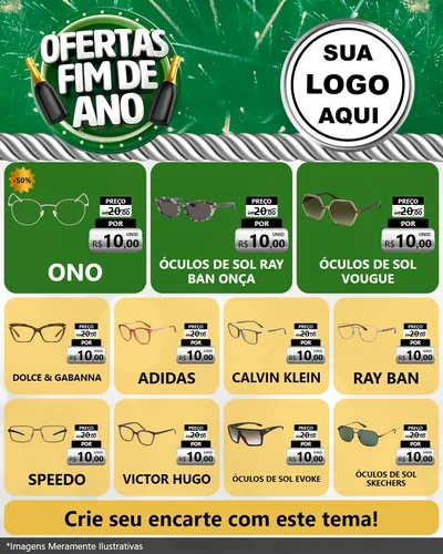 Modelo de Rede Social para Feed Instagram com o tema Ofertas Fim de Ano para Óticas