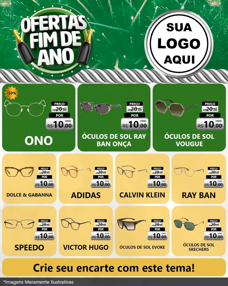Modelo de Rede Social para Feed Instagram com o tema Ofertas Fim de Ano para Óticas