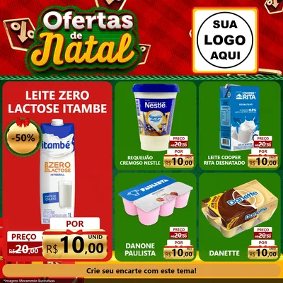 Modelo de Rede Social para Feed Facebook com o tema Ofertas de Natal para Frios e Laticínios