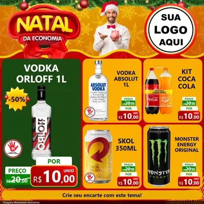 Modelo de Rede Social para Feed Facebook com o tema Natal da Economia para Distribuidora de bebidas