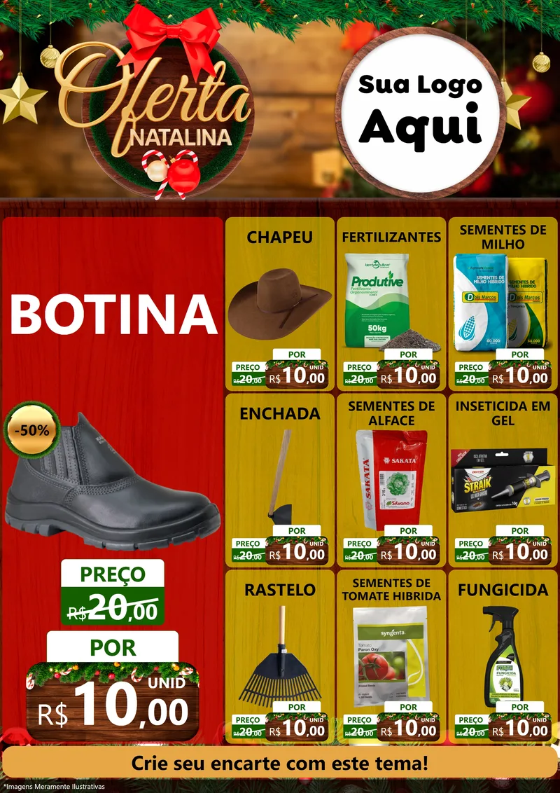 Modelo de Encarte para Encarte A4 Vertical com o tema Ofertas Natalina para Agropecuária