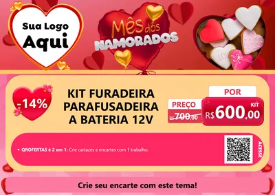 Modelo de Cartaz para Cartaz A4 Horizontal com o tema Mês dos Namorados para Maquinas e Ferramentas