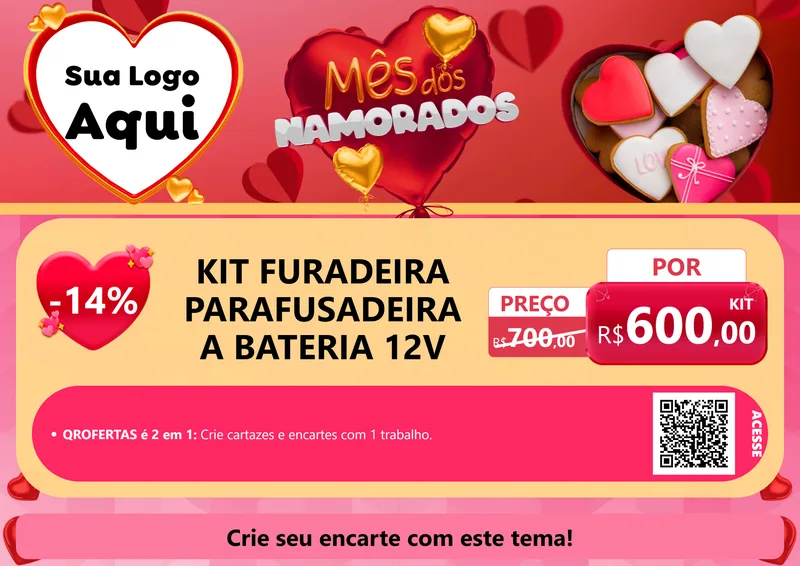 Modelo de Cartaz para Cartaz A4 Horizontal com o tema Mês dos Namorados para Maquinas e Ferramentas