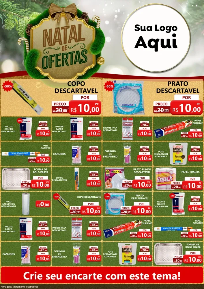 Modelo de Encarte para Encarte A4 Vertical com o tema Ofertas de Natal para Embalagens