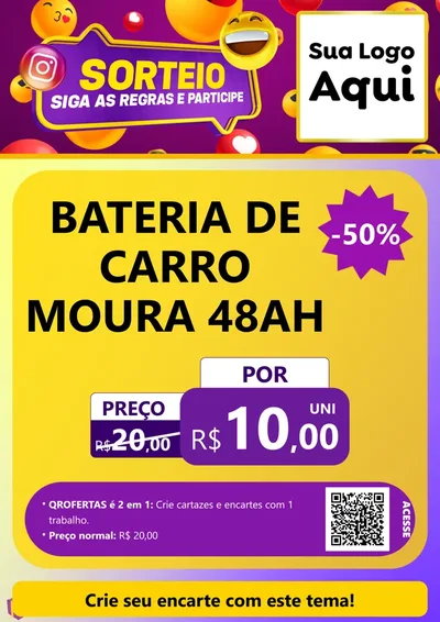 Modelo de Cartaz para Cartaz A4 Vertical com o tema Sorteio para Baterias Elétricas