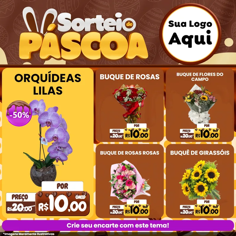 Modelo de Rede Social para Feed Facebook com o tema Sorteio de Páscoa para Floricultura e jardim