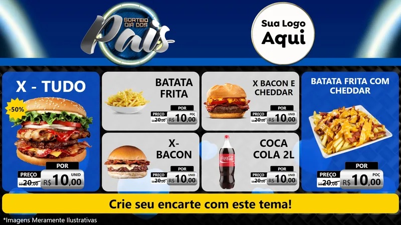 Modelo de TV para TV Horizontal com o tema Sorteio Dia Dos Pais para Hamburgueria
