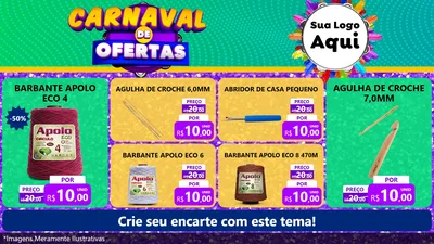 Modelo de TV para TV Horizontal com o tema Carnaval de Ofertas para Armarinho e Aviamentos