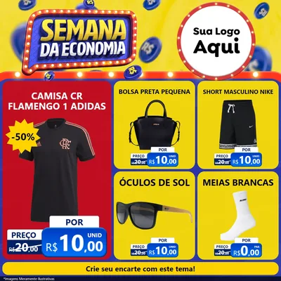 Modelo de Rede Social para Feed Facebook com o tema Semana da Economia para Roupas e acessórios