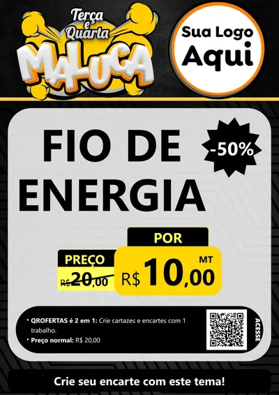 Modelo de Cartaz para Cartaz A4 Vertical com o tema Terça e Quarta Maluca para Materiais Elétricos