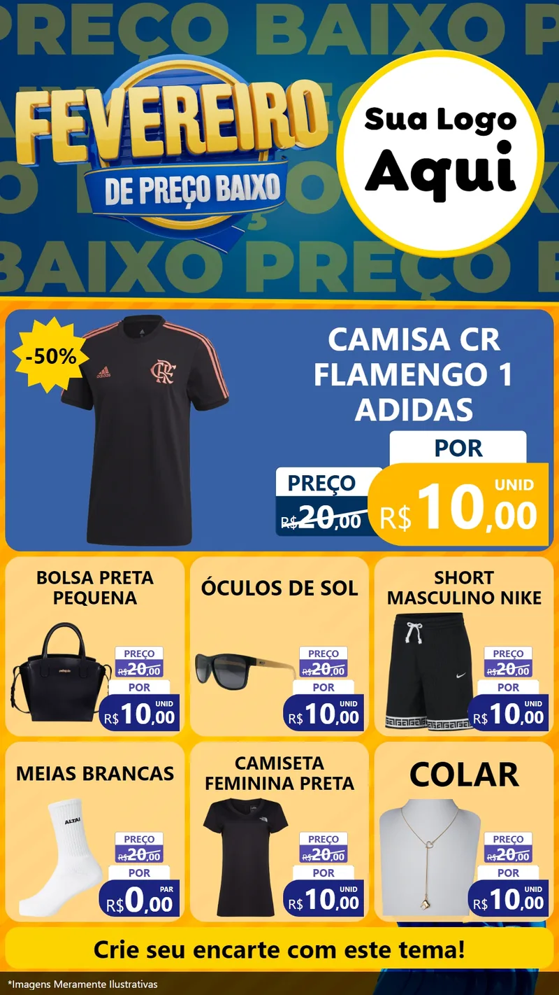 Modelo de Rede Social para Stories com o tema Fevereiro de Preço Baixo para Roupas e acessórios