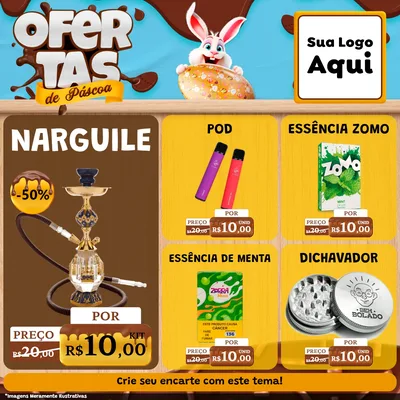 Modelo de Rede Social para Feed Facebook com o tema Ofertas de Páscoa para Tabacaria