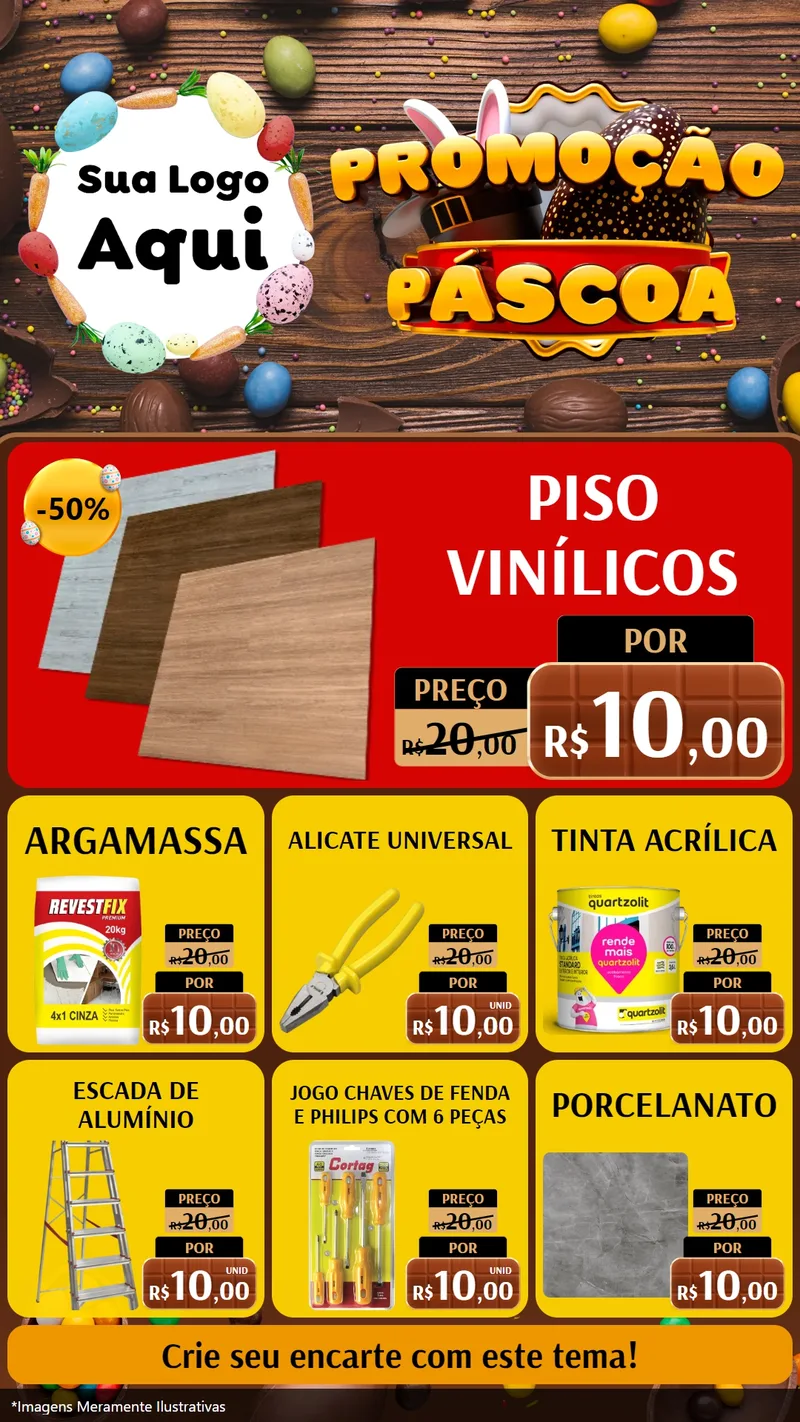 Modelo de Rede Social para Stories com o tema Promoção Páscoa para Material para Construção
