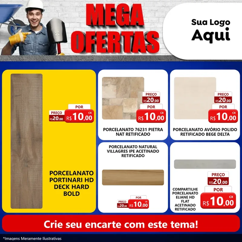Modelo de Rede Social para Feed Facebook com o tema Material de Construção para Pisos e revestimentos