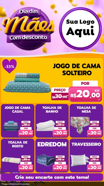 Modelo de Rede Social para Stories com o tema Dia das Mães com Desconto para Cama, Mesa e Banho