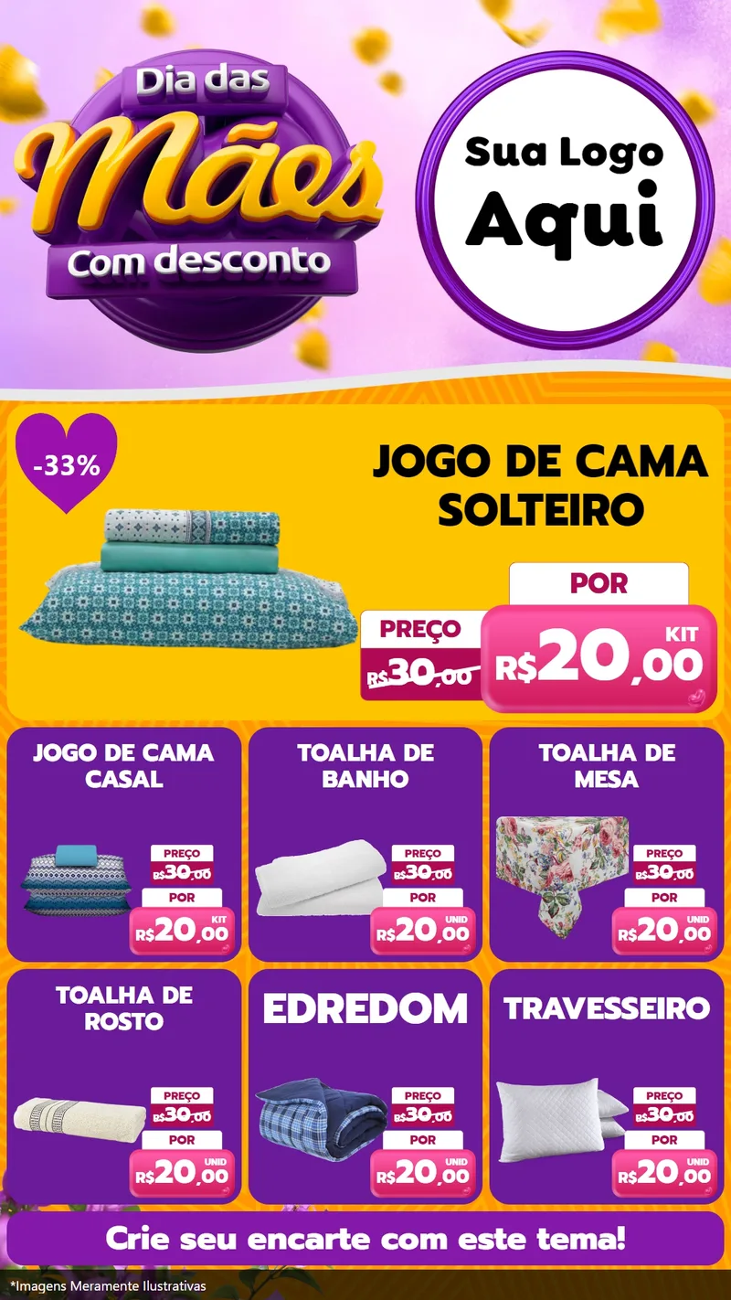 Modelo de Rede Social para Stories com o tema Dia das Mães com Desconto para Cama, Mesa e Banho