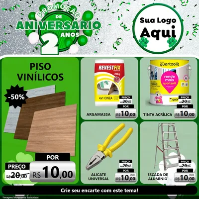 Modelo de Rede Social para Feed Facebook com o tema Promoção de Aniversário - 2 Anos para Material para Construção