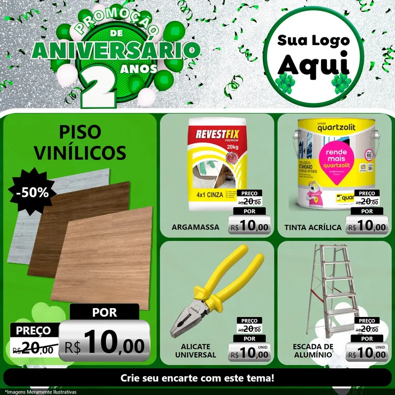 Modelo de Rede Social para Feed Facebook com o tema Promoção de Aniversário - 2 Anos para Material para Construção