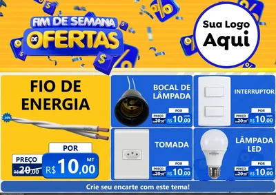 Modelo de Encarte para Encarte A4 Horizontal com o tema Fim de Semana de Ofertas para Materiais Elétricos