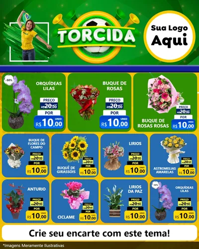 Modelo de Rede Social para Feed Instagram com o tema Torcida para Floricultura e jardim