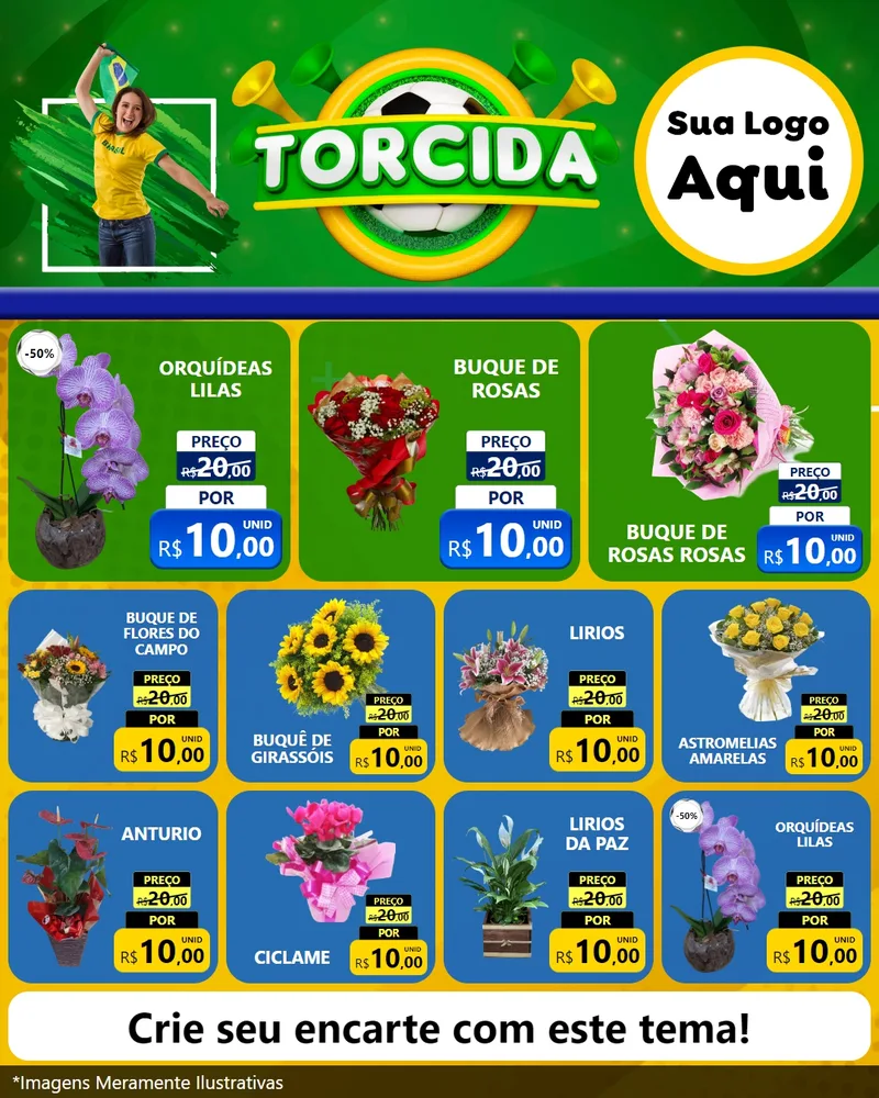 Modelo de Rede Social para Feed Instagram com o tema Torcida para Floricultura e jardim