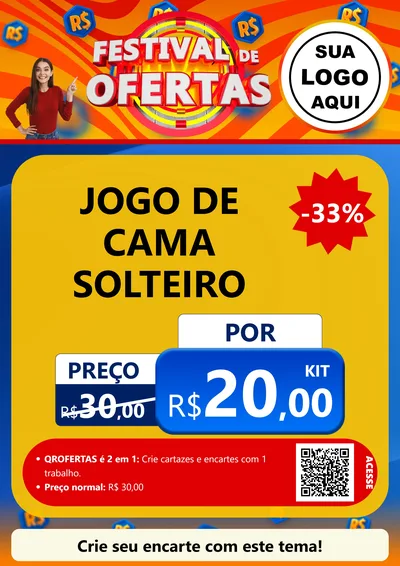 Modelo de Cartaz para Cartaz A4 Vertical com o tema Festival de Ofertas para Cama, Mesa e Banho