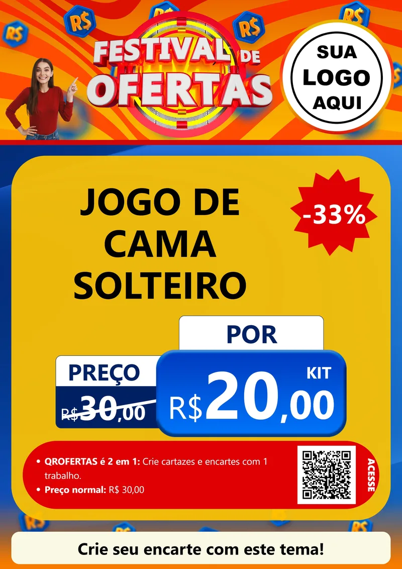 Modelo de Cartaz para Cartaz A4 Vertical com o tema Festival de Ofertas para Cama, Mesa e Banho