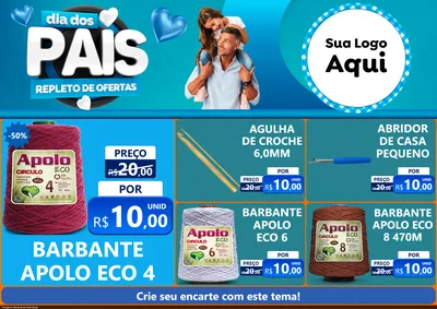 Modelo de Encarte para Encarte A4 Horizontal com o tema Dia Dos Pais Repleto de Ofertas para Armarinho e Aviamentos