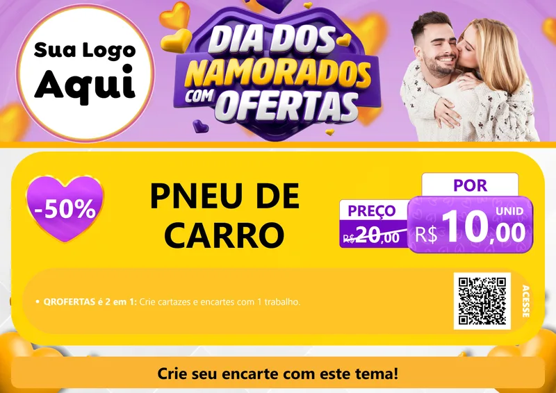 Modelo de Cartaz para Cartaz A4 Horizontal com o tema Dia Dos Namorados Com Ofertas para Auto peças