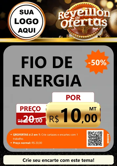 Modelo de Cartaz para Cartaz A4 Vertical com o tema Réveillon de Ofertas para Materiais Elétricos