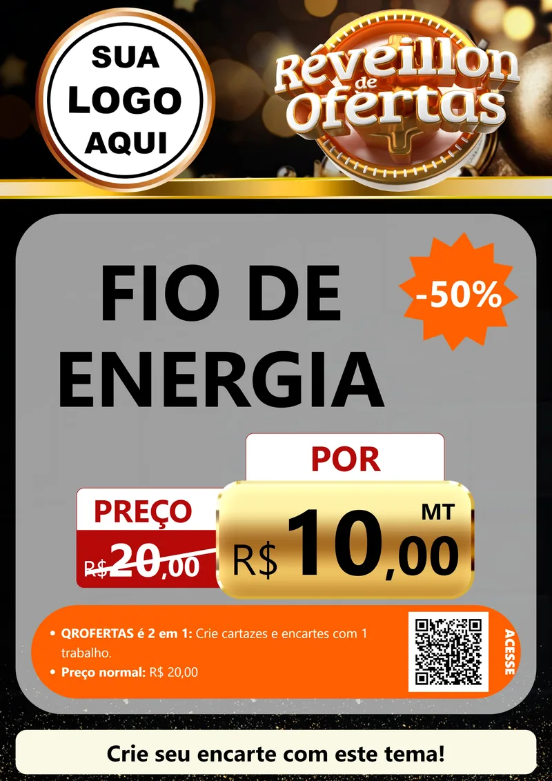 Modelo de Cartaz para Cartaz A4 Vertical com o tema Réveillon de Ofertas para Materiais Elétricos
