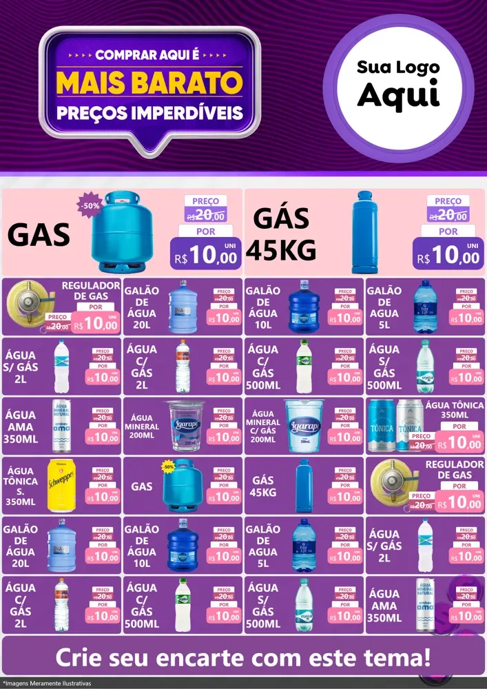 Modelo de Encarte para Encarte A4 Vertical com o tema Mais Barato para Água e gás