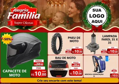 Modelo de Encarte para Encarte A4 Horizontal com o tema Alegria Em Família - Super Ofertas para Moto peças