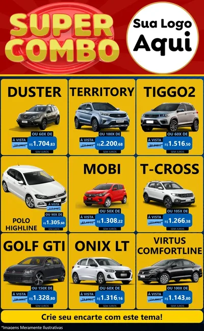 Modelo de Encarte para Encarte Grande com o tema Super Combo para Concessionaria de Carros
