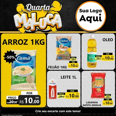 Modelo de Rede Social para Feed Facebook com o tema Quarta Maluca para Supermercado
