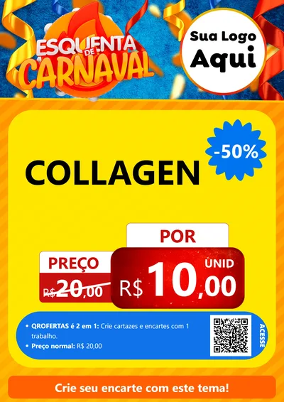 Modelo de Cartaz para Cartaz A4 Vertical com o tema Esquenta de Carnaval para Suplementos alimentares