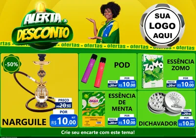 Modelo de Encarte para Encarte A4 Horizontal com o tema Alerta de Desconto para Tabacaria