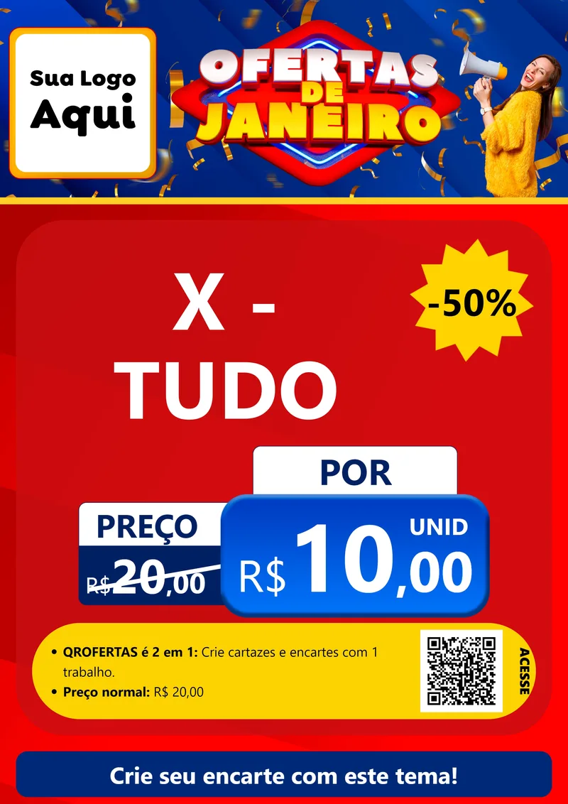 Modelo de Cartaz para Cartaz A4 Vertical com o tema Ofertas de Janeiro para Hamburgueria