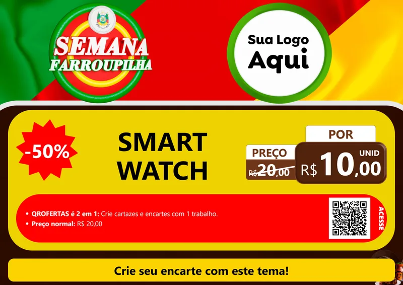 Modelo de Cartaz para Cartaz A4 Horizontal com o tema Semana Farroupilha para Informática