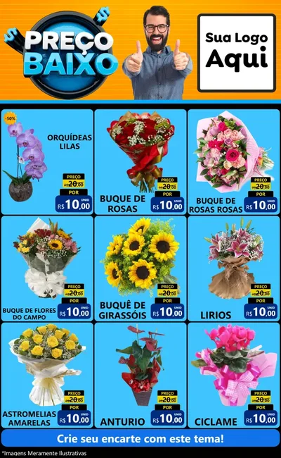 Modelo de Encarte para Encarte Grande com o tema Preço Baixo para Floricultura e jardim