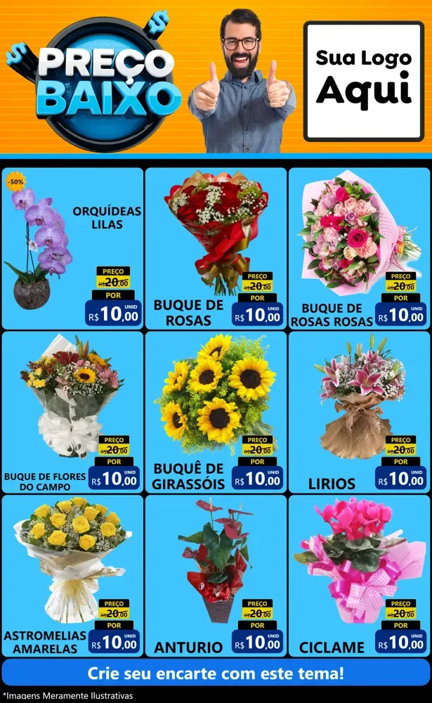 Modelo de Encarte para Encarte Grande com o tema Preço Baixo para Floricultura e jardim