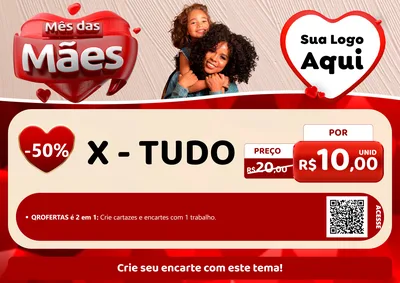 Modelo de Cartaz para Cartaz A4 Horizontal com o tema Mês das Mães para Hamburgueria