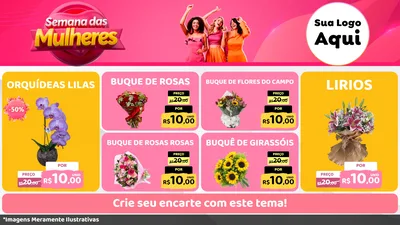 Modelo de TV para TV Horizontal com o tema Semana das Mulheres para Floricultura e jardim