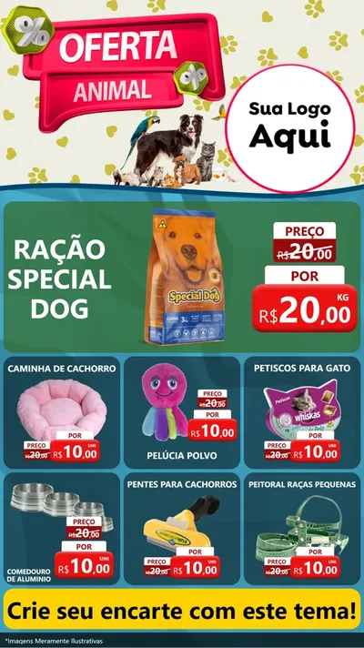 Modelo de Rede Social para Stories com o tema Oferta Animal para Pet Shop