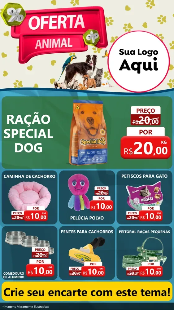 Modelo de Rede Social para Stories com o tema Oferta Animal para Pet Shop