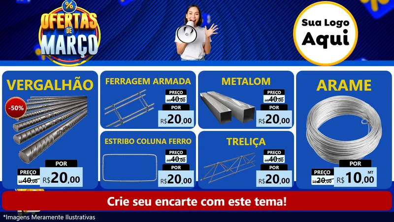 Modelo de TV para TV Horizontal com o tema Ofertas de Março para Ferragens