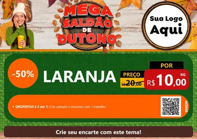 Modelo de Cartaz para Cartaz A4 Horizontal com o tema Mega Saldão de Outono para Hortifrúti