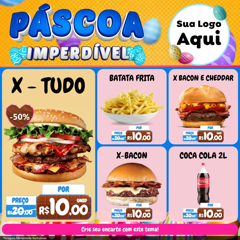 Modelo de Rede Social para Feed Facebook com o tema Páscoa Imperdível para Hamburgueria