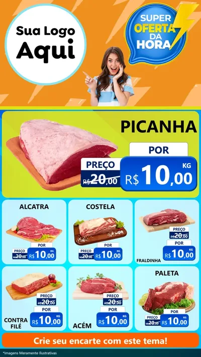 Modelo de Rede Social para Stories com o tema Super Oferta da Hora para Açougue
