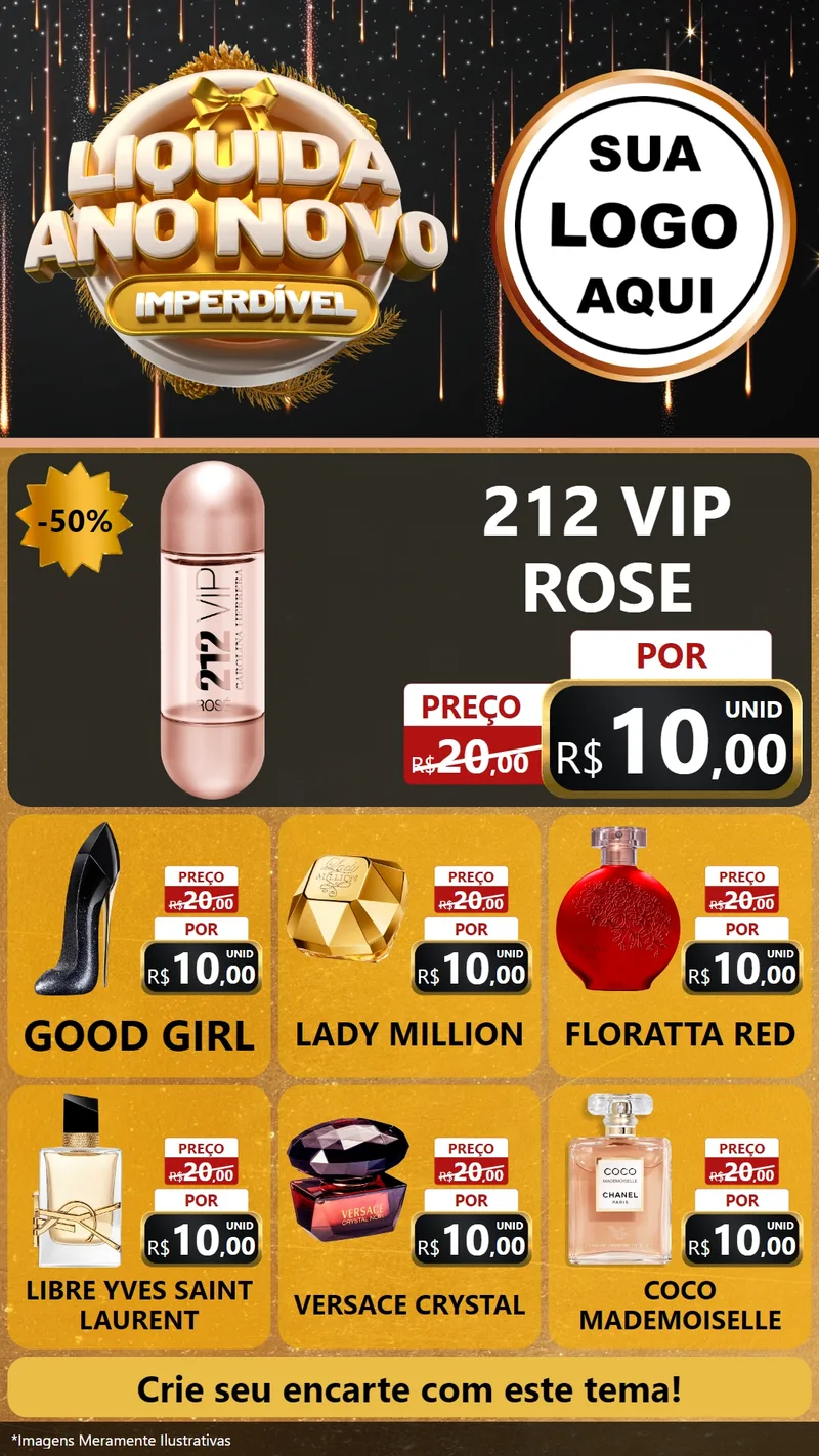 Modelo de Rede Social para Stories com o tema Liquida Ano Novo Imperdível para Perfumes